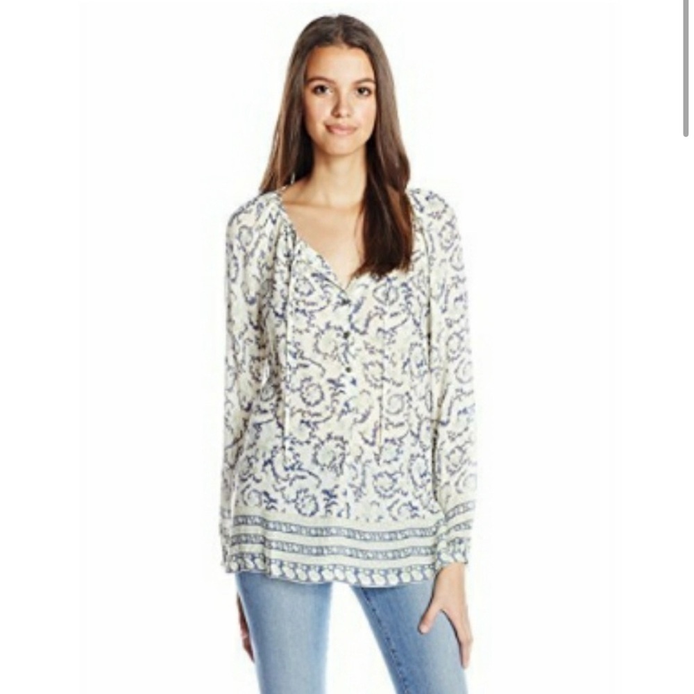 CLEAR-OUT Lucky Brand Paisley Print Long Sleeve Tunic Blouse